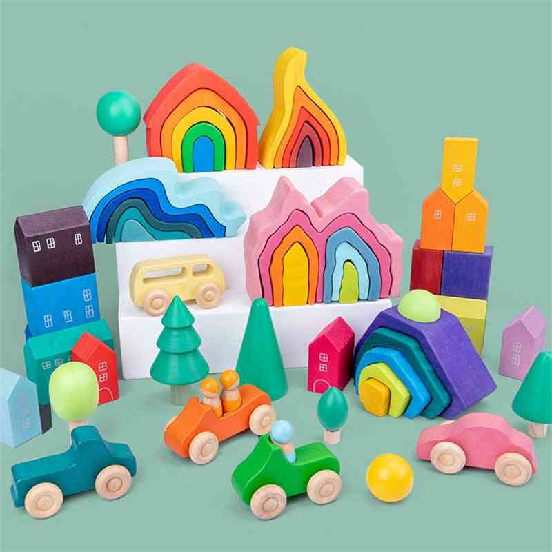 Stavebné bloky montessori vzdelávacia hračka