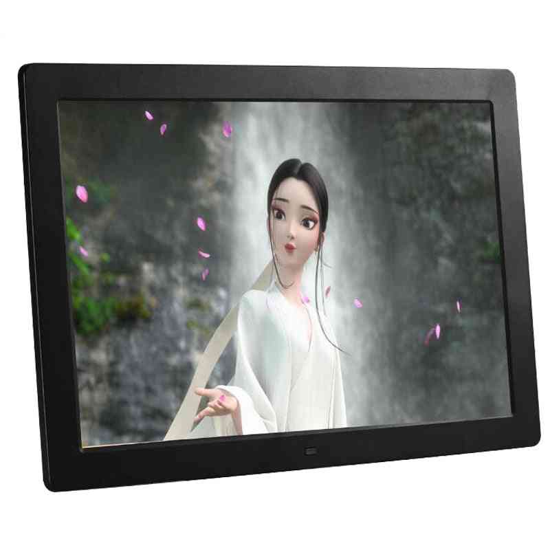 Cadre photo numérique à écran large de 10,2 pouces 1024x600 HD Cadre photo LCD électronique ultra-mince pour album photo à LED - Noir-1 / AU