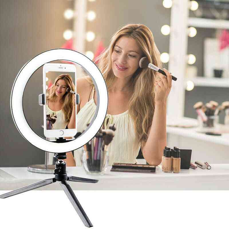 Led Ring Light-dimmable Selfie Lamp With Tripod