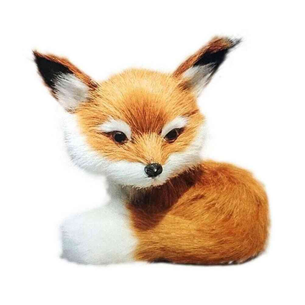 Cute Mini Sitting Fox Model Plush Animal Decoration