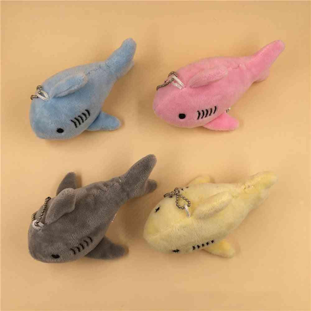 Plys haj udstoppet legetøjsdukke, mini lille havdyr nøglering - blå