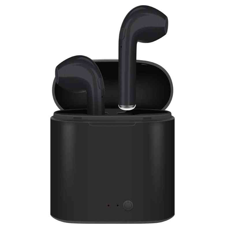 Tws i7s bluetooth hörlurar, trådlösa hörlurar, air earbuds, sport handsfree headset med laddningsbox för apple, iphone android - svart