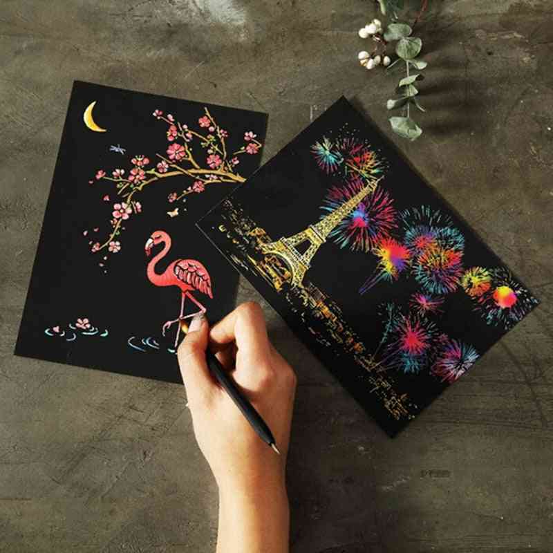 Magic Colorful - Paper Painting Scraping, Learning Education Drawing Board