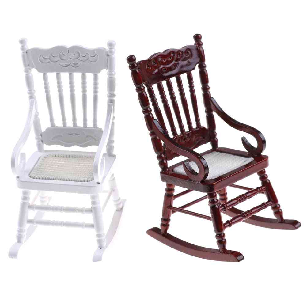 Miniature Furniture Wooden Rocking Chair Stool -sofa Hemp Rope Seat