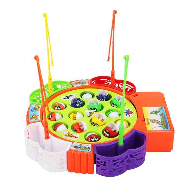 Električna glasbena vrtljiva igrača za igranje rib z magnetno družabno igro