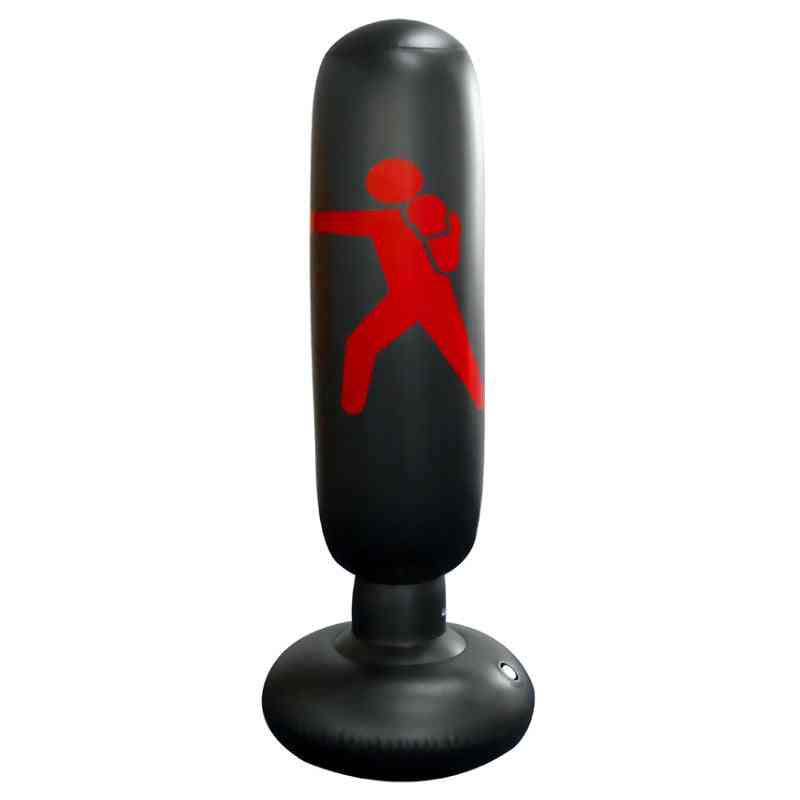 Inflável fitness boxe coluna pvc espessamento copo lutar coluna respiradouro brinquedo - preto
