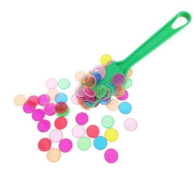 Montessori-educatief speelgoed, magnetische stokset met transparante kleurentelchips met metalen lus - a