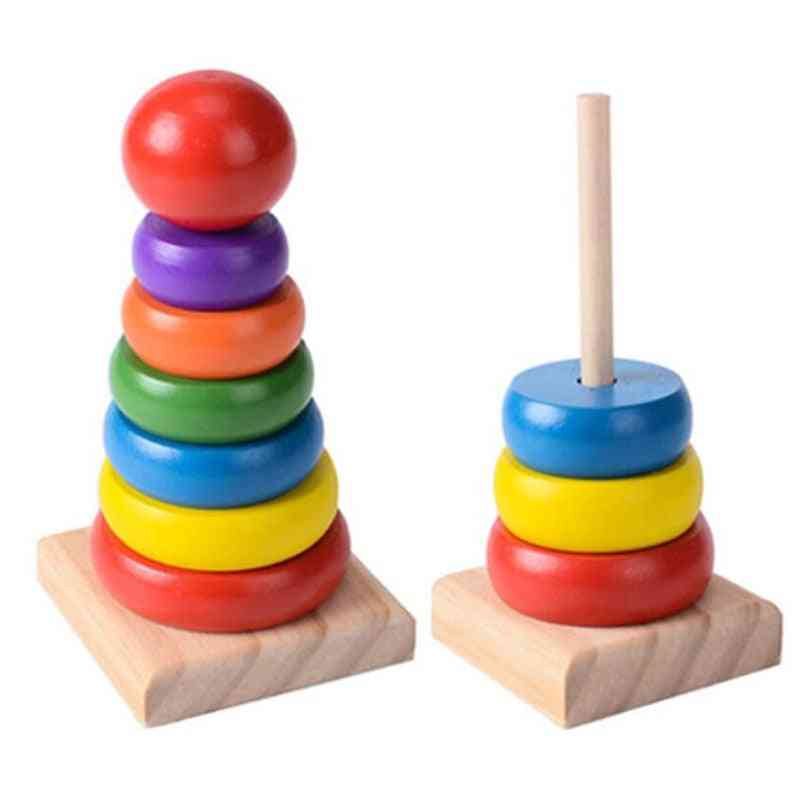 Wooden Stacking Ring Tower Blocks - Learning Education Toy