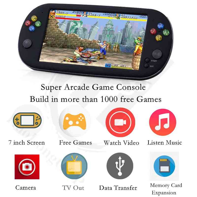 Handheld 7 Inch Retro Video Game Console For Ps1 For Neogeo 8/16/32 Bit Games 8gb With 1500 Free Games Support Tv Out