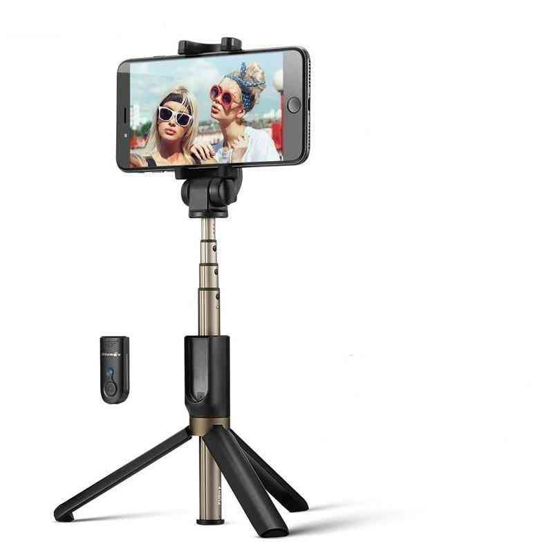 Sem fio bluetooth selfie stick mini tripé extensível dobrável monopé para smartphone - bs3 preto