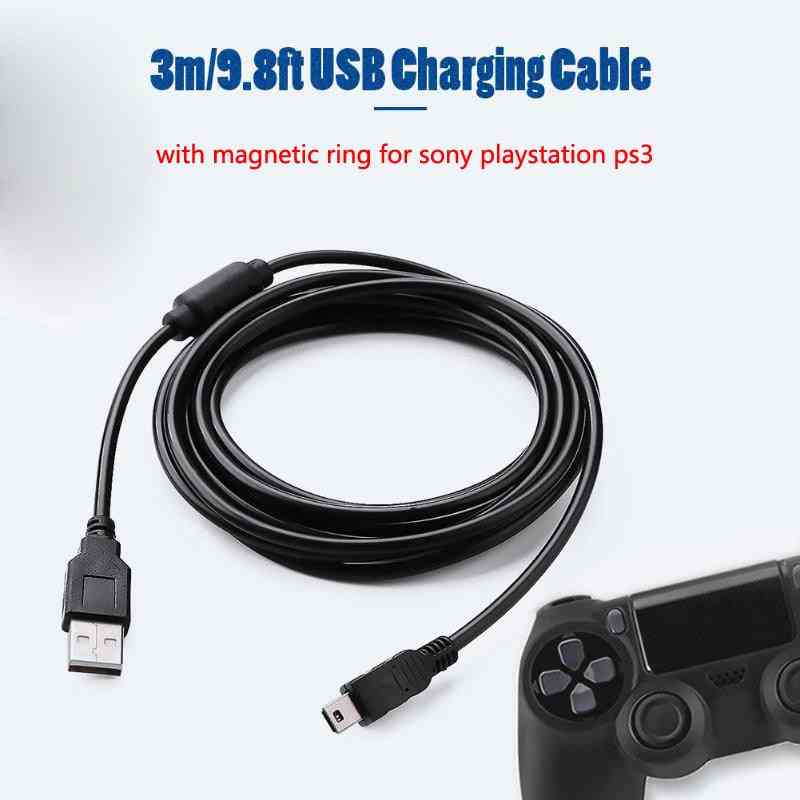 3m/9.8ft Usb Charging Cable With Magnetic Ring For Ps3 Wireless Controller Usb Charger For Sony Playstation Ps3 Accessories