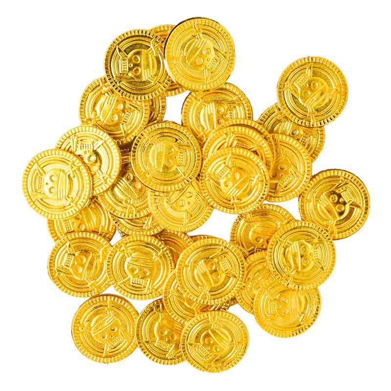 100pcs Plastic Gold Coins Fake Party Favor Treasure Coins Money Toy For Kids
