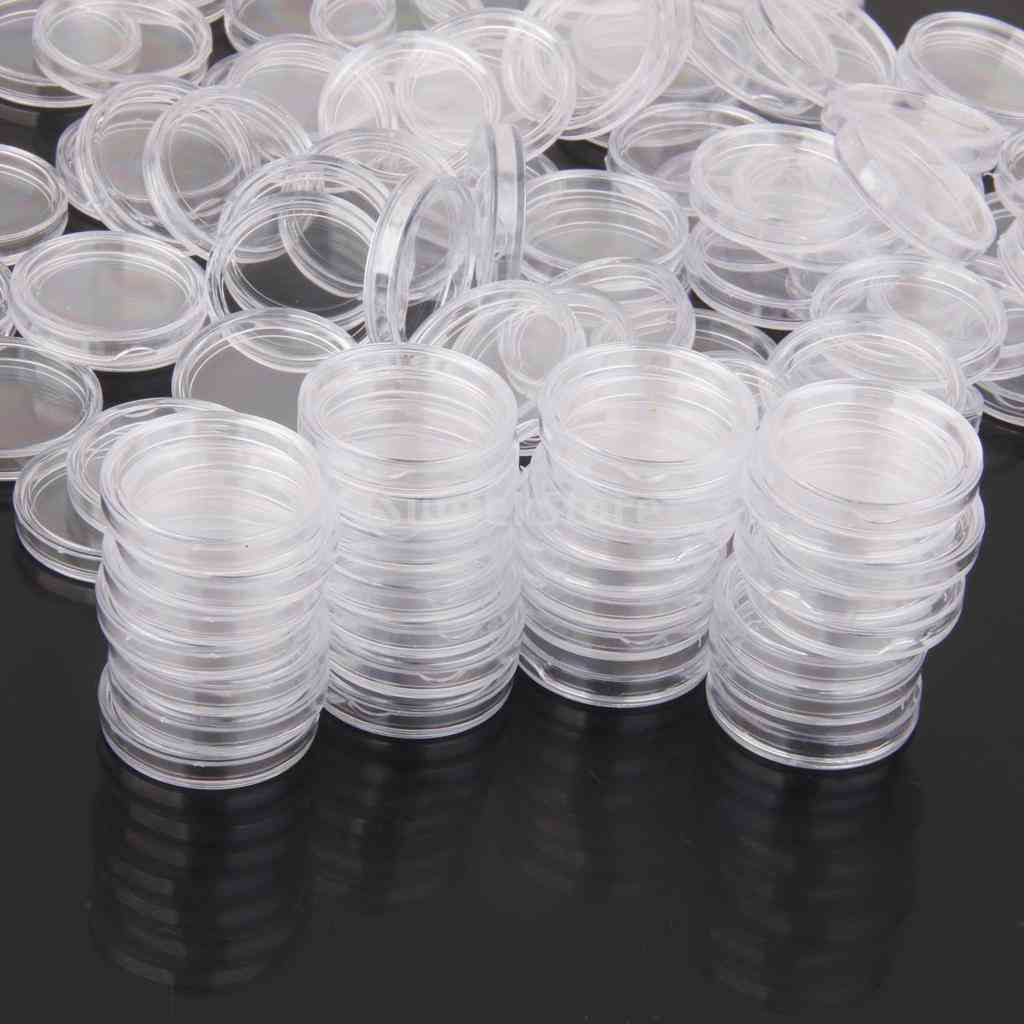 Cápsulas de almacenamiento de plástico redondas transparentes aplicadas redondas de 100x 21 mm que muestran la caja de monedas para la herramienta de recolección de monedas -