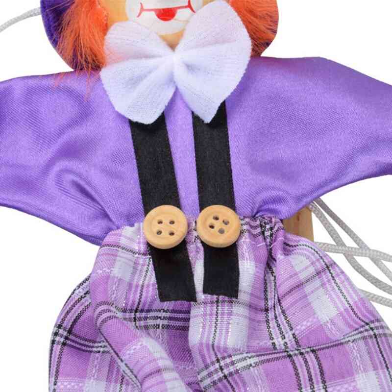 Funny Colorful Pull String Puppet Clown Wooden Marionette - Handcraft Classic Toy