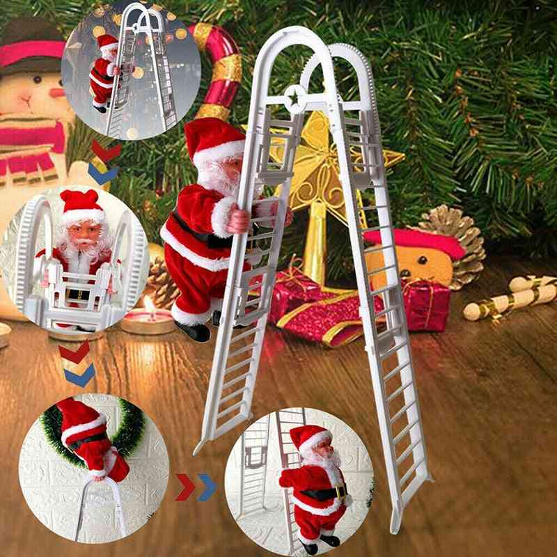 Navidad santa claus música juguetes- escalera eléctrica de escalada colgante regalo para niños adorno de fiesta decoración del árbol (02) -