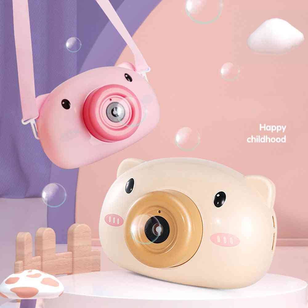 Sød tegneserie gris kamera boble maskine børnelegetøj - giocattoli bambini baby musik udendørs automatisk boble maker gave - 1pc tilfældig farve