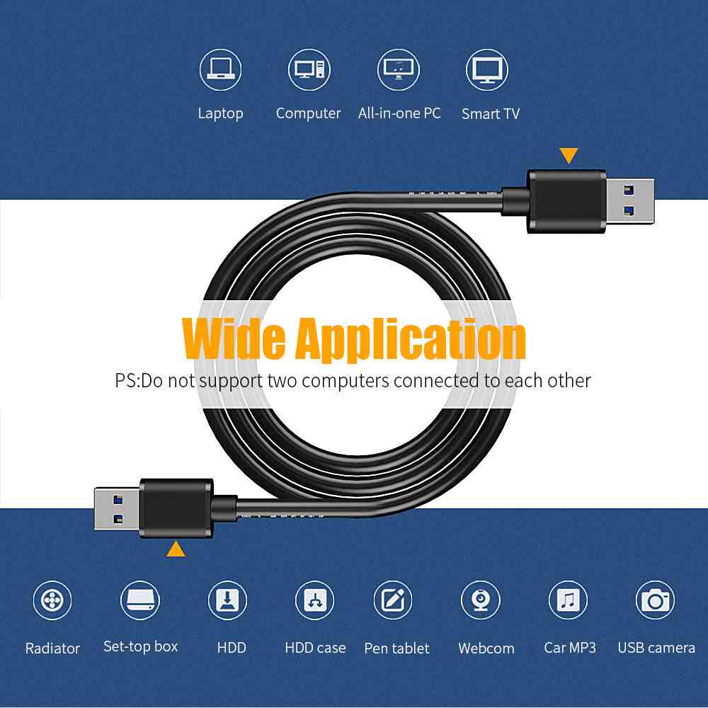 Predlžovací kábel USB na USB typu A, samec - samec predlžovač USB 3.0 pre radiátor / pevný disk / webcom