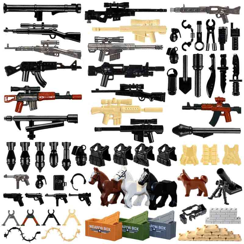 Military Swat Weapon Building Blocks Guns Pack - City Police Soldier Builder Series Army Accessories