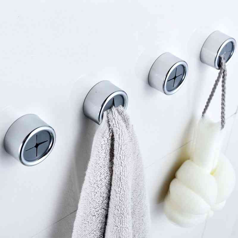 Self Adhesive Wall Mount Round Towel Holder Wash Cloth Clip For Bathroom