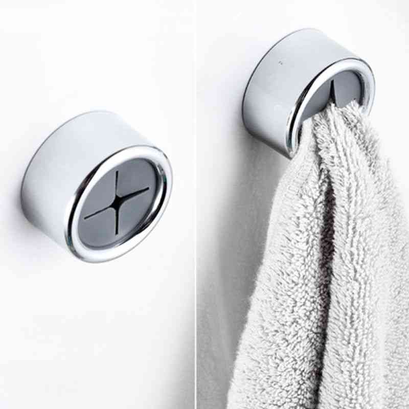 Self Adhesive Wall Mount Round Towel Holder Wash Cloth Clip For Bathroom