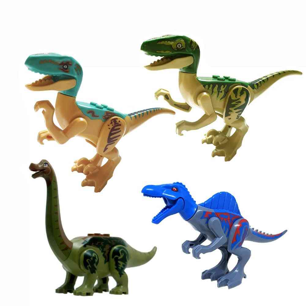 Jurassic Dinosaur World Building Blocks Series Velociraptor T-Rex Triceratops monterer figur murstein leker - 2stk. JD001