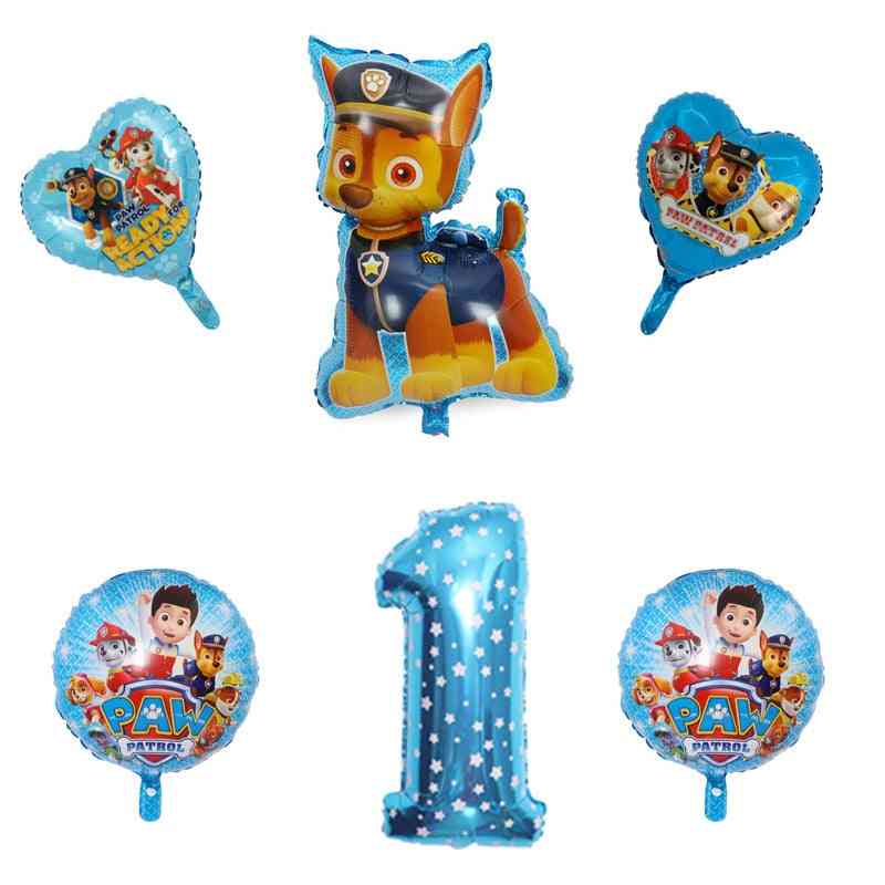 Geburtstagsdekoration Figur Spielzeug, Pfotenpatrouille Ballonspielzeug, Partyraumdekorationen Kinderspielzeug Verfolgungsjagd Marshall Ballon - 6 Stück a