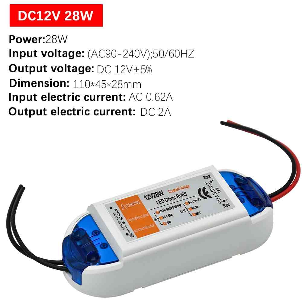 1 piezas de transformadores de iluminación con fuente de alimentación dc 12v y controlador led 18w / 28w / 48w / 72w / 100w - 12v 18w
