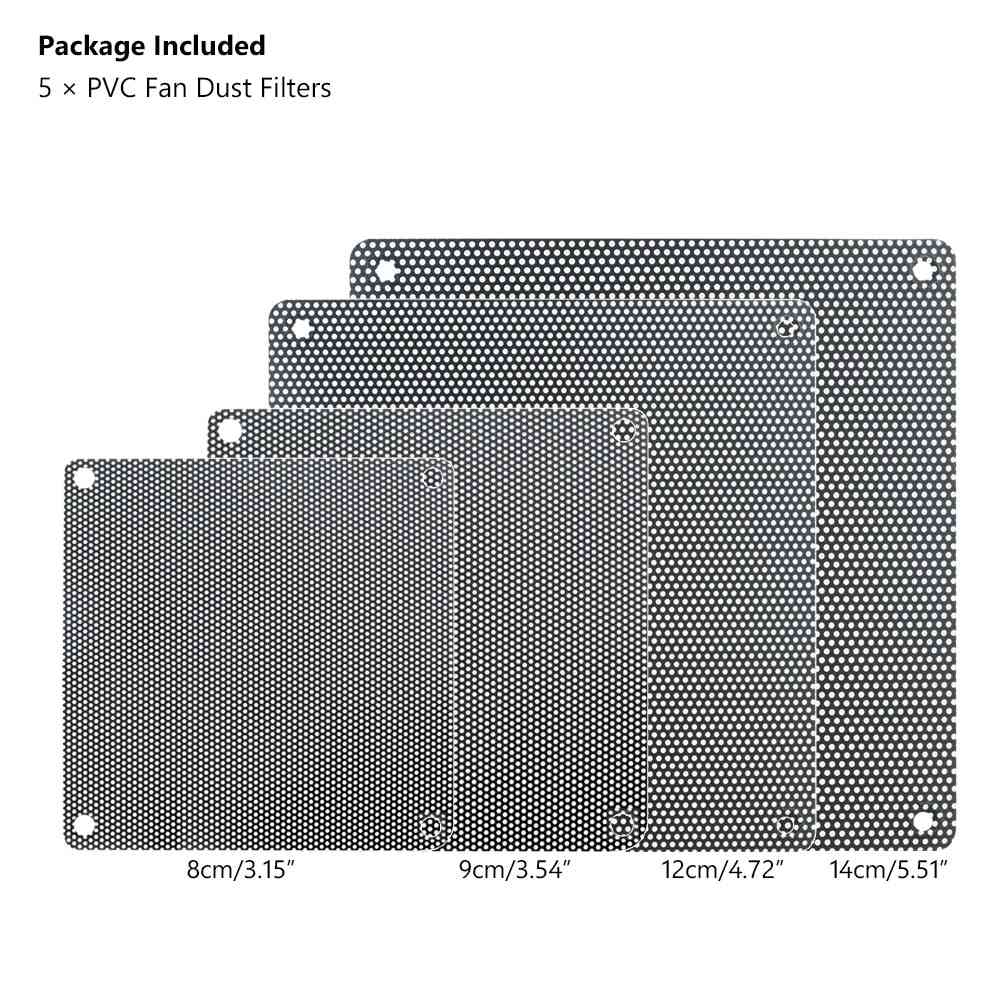 5pcs Black Square Fan Filter Pc Computer, Mesh Dustproof Case Cover For Fan Dust Filter Cooler
