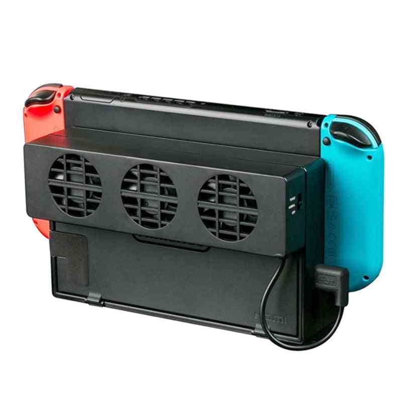 Kylfläkt för Nintendo switch ns stativ spelkonsol dockkylare med 3-fläkt usb kylfläkt nx (svart) -