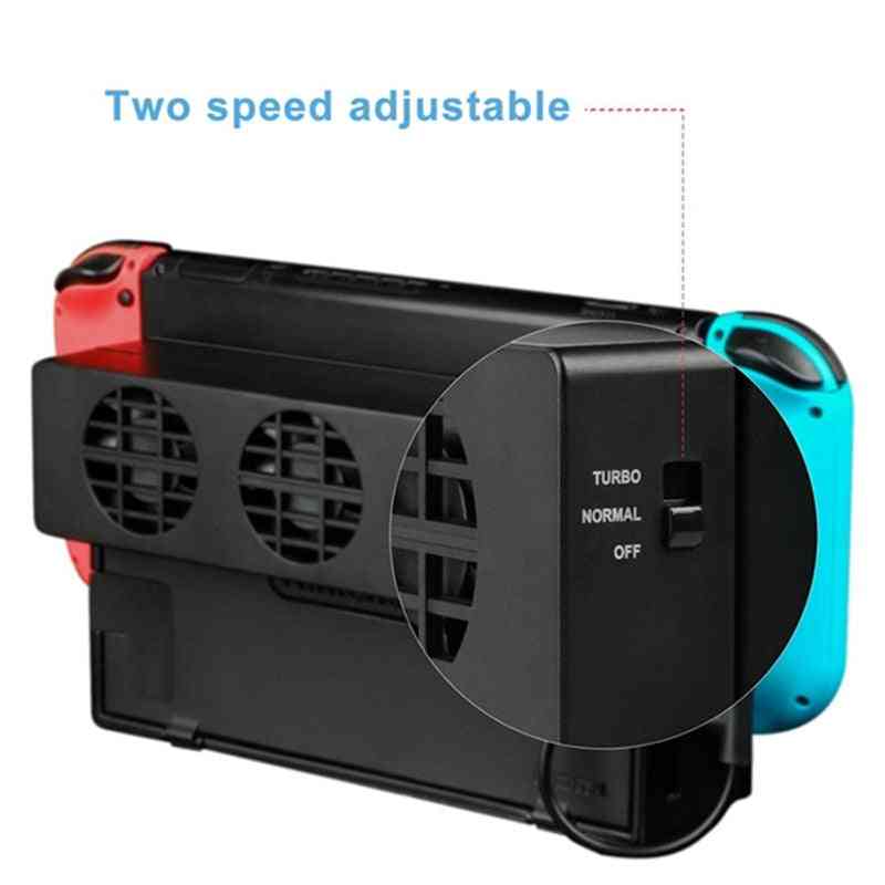 Kylfläkt för Nintendo switch ns stativ spelkonsol dockkylare med 3-fläkt usb kylfläkt nx (svart) -