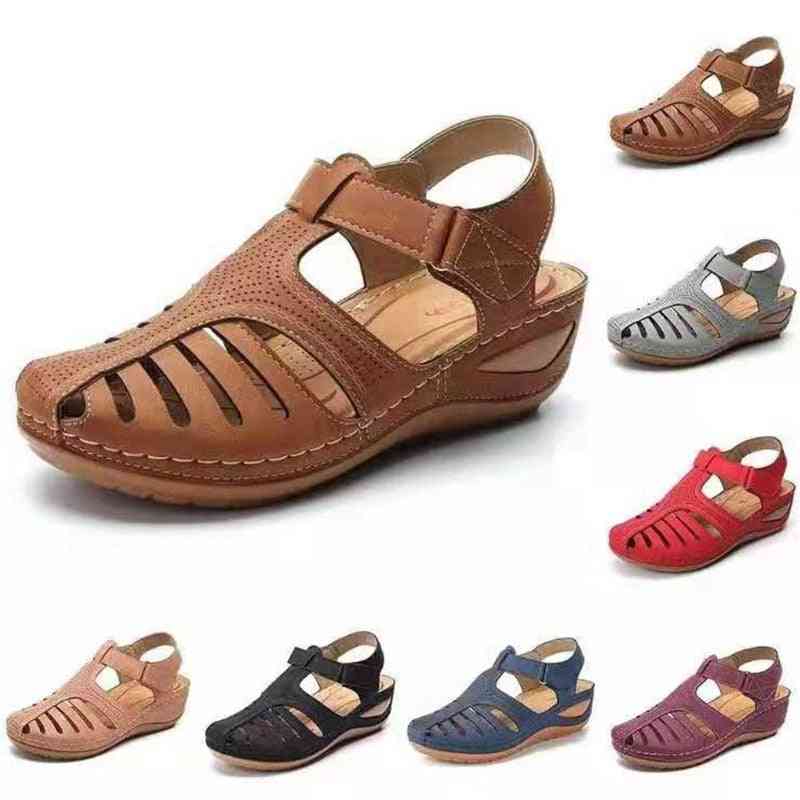 Leather Vintage Sandals - Summer Ladies Casual Buckle Shoes