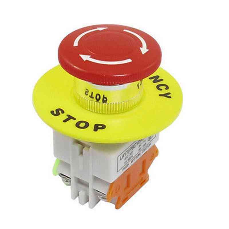 Interruptor de botão de travamento de parada de emergência, ac 660v 10a, travamento do elevador de elevação, travamento automático, tampa vermelha em forma de cogumelo -