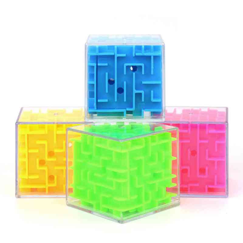 3d Maze Magic Cube - Transparent Six Sided Puzzle Speed Rolling Ball Game