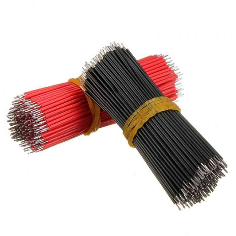 100pcs fils de câble de cavalier de planche à pain, étamés, 24awg / 26awg, 10cm, couleur noire et rouge - noir / 24 AWG
