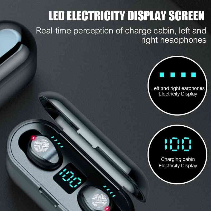 Bluetooth v5.0 trådløse øretelefoner stereo sport, hodetelefoner / ørepropper hodetelefoner - led-svart-2000mah