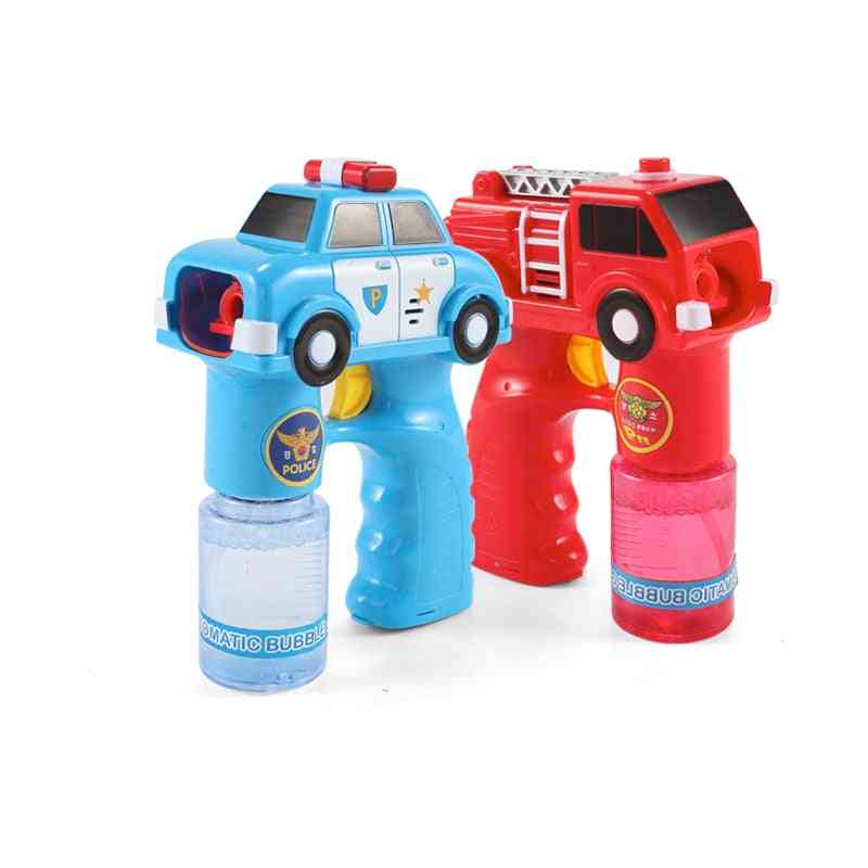 Outdoor Electric Kids Bubble Maker For - Fire Engine Car Soap Blowing Bubbles Gun Machine Music With Light Water Guns