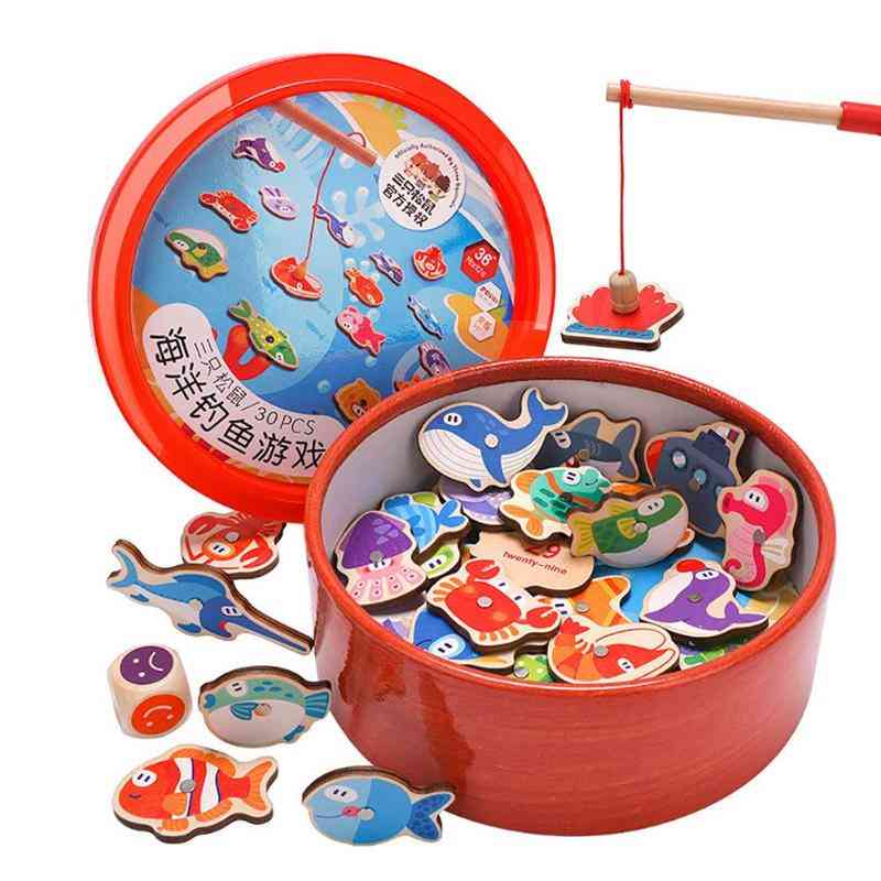 Magnetisch vissen ouder-kind interactief speelgoed, houten vis babybadspeelgoed, intellectueel emmer visspeelgoed -