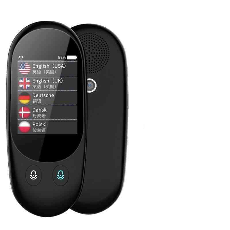 Smart øyeblikkelig stemmeskanningsoversetter, 2,4-tommers berøringsskjerm wifi-støtte offline bærbar flerspråklig oversettelse - svart