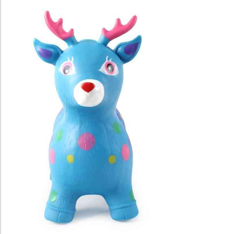 Børn oppustelige legetøj gaver musik jul hoppe hjorte gummi fortykkelse sikkerhed- pvc springhest - blå
