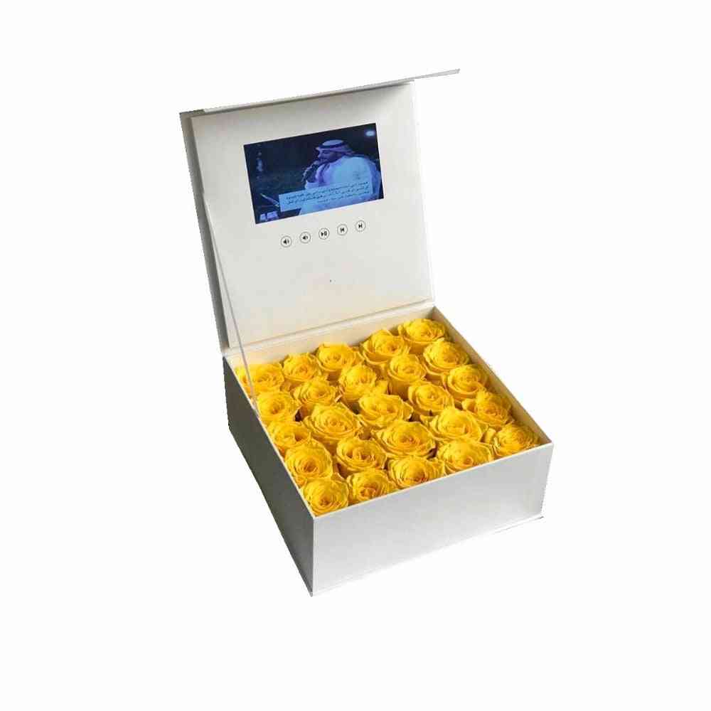 Hardcover flower video box 7 inch, universele video wenskaart hd kijken boekje mash up voor senioren - zwart marmer / 2GB geheugen