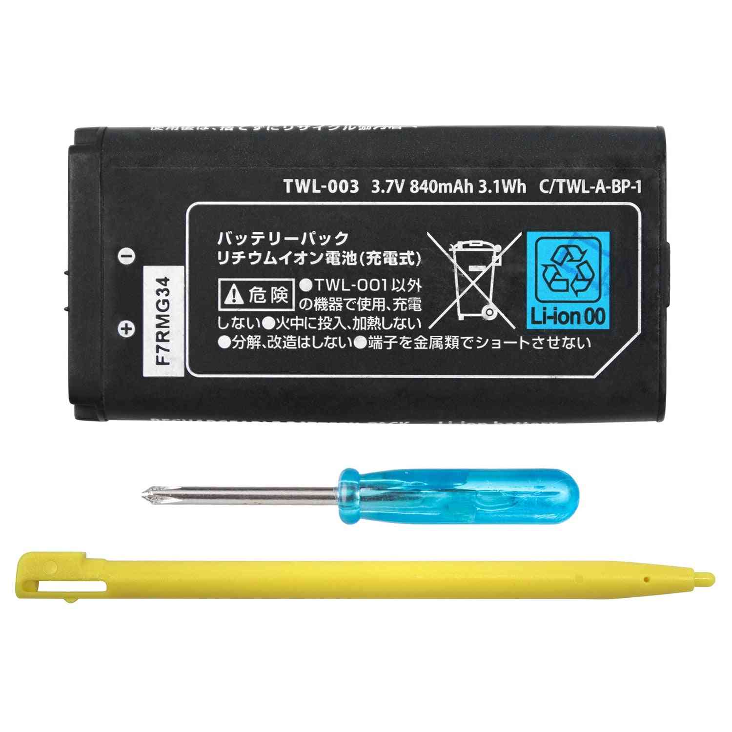 Kit batterie lithium-ion rechargeable 840 mAh + outil + stylo pour nintendo dsi ndsi -