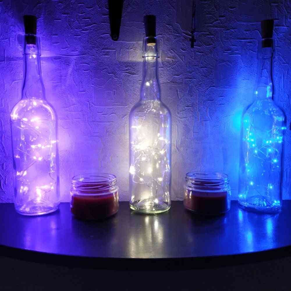 Żarówki LED z miedzianym kolorem słonecznym do ozdabiania butelek wina, świąteczne - czerwone / 10LED 1m