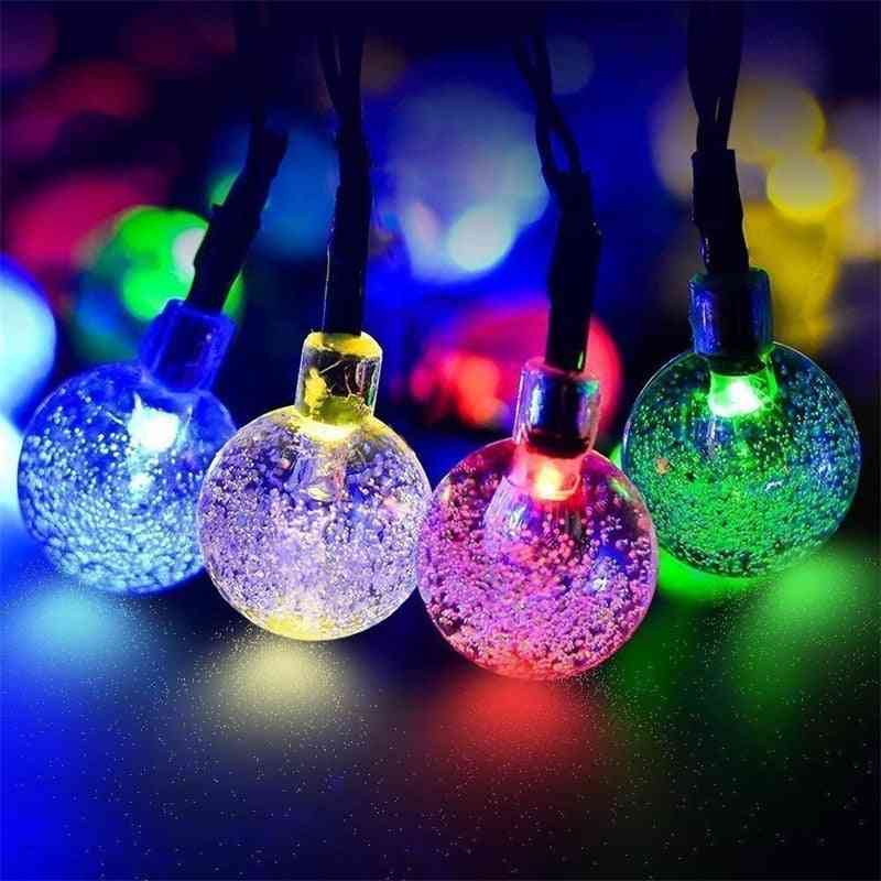 50 lumières de boule en forme de bulle / globe / cristal avec panneau solaire et piquet de sol, à énergie solaire, pour jardin, guirlandes de Noël et décoration - violet