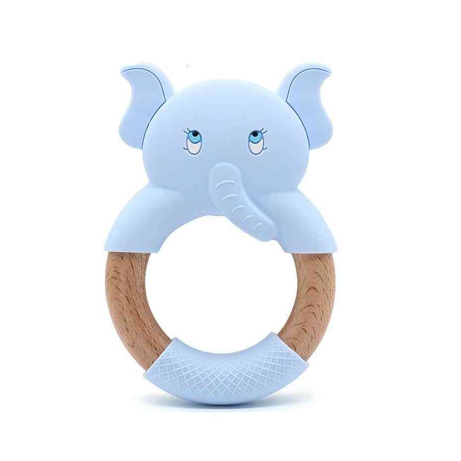 Cartoon Natural Beech Wood Elephant Sheep Teething Wooden Ring
