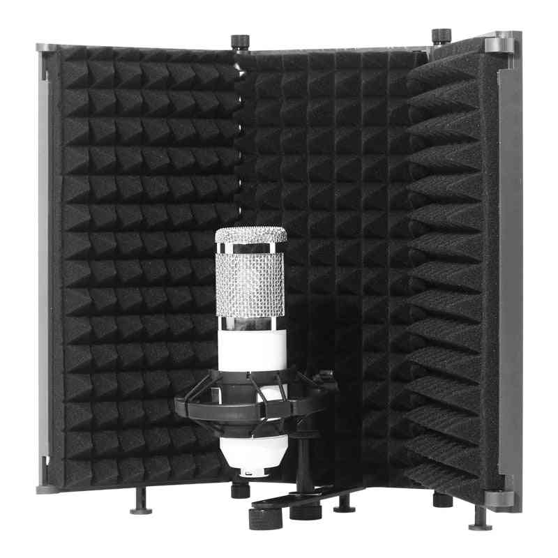 Foldable Microphone Isolation Shield With Mic - High Density Absorbing Foam