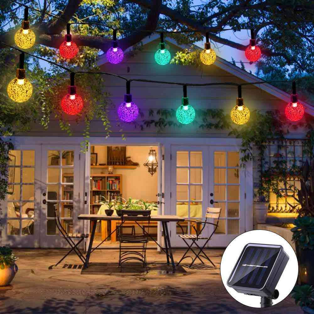 Led Crystal Shaped Ball Lights With Solar Panel For Garden And Christmas Decoration