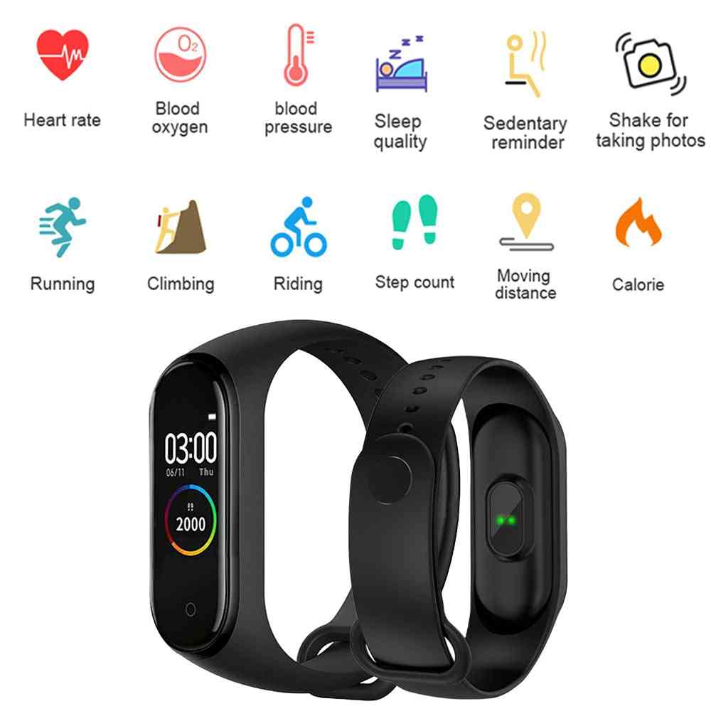 M4 smartband waterdichte fitness-sport smart-armband-fitnesstracker hartslag bloeddruk - m4 zwart