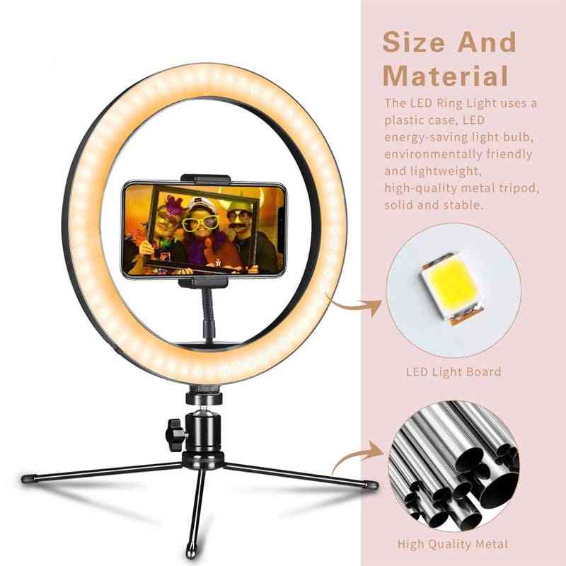 7/11inch Dimmable Led Selfie Ring Light With Tripod Stand