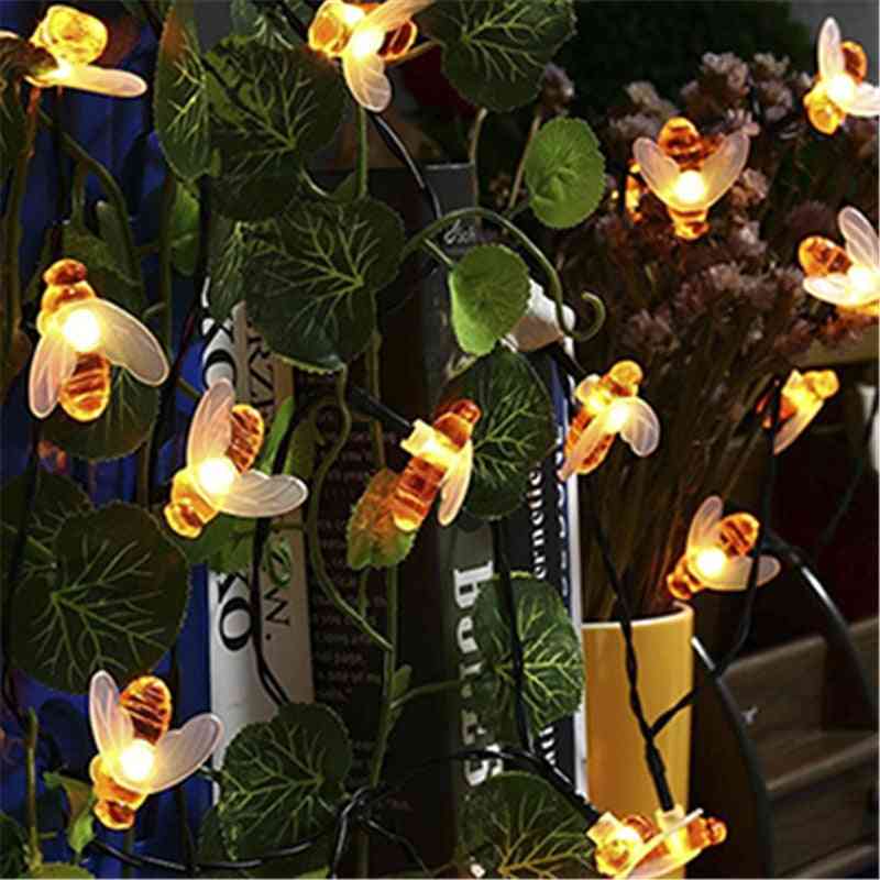 Solar Powered Cute Honey Bee, Led Fairy Light For Outdoor Garden Decoration