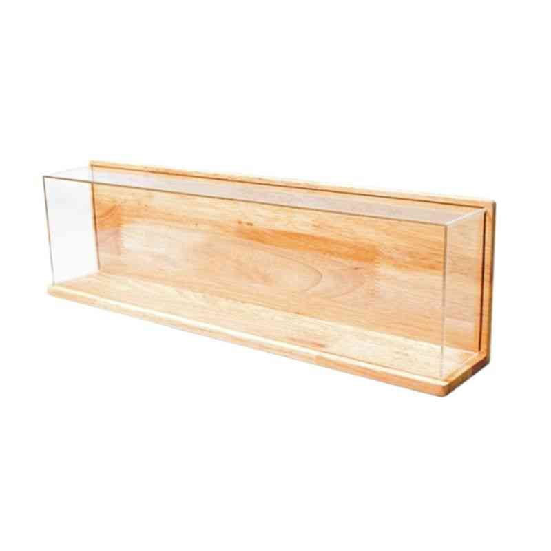 Doorzichtige acryl vitrine met houten achterkant actiefiguren model speelgoed vitrine (lichtgrijs) -
